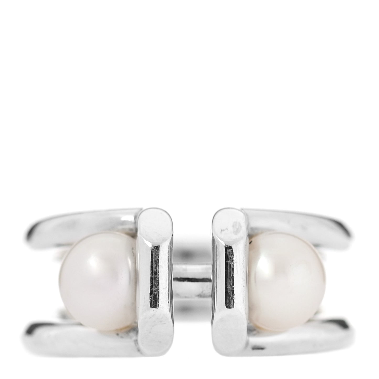 Sterling Silver Pearl HardWear Double Pearl Ring 49 4.75