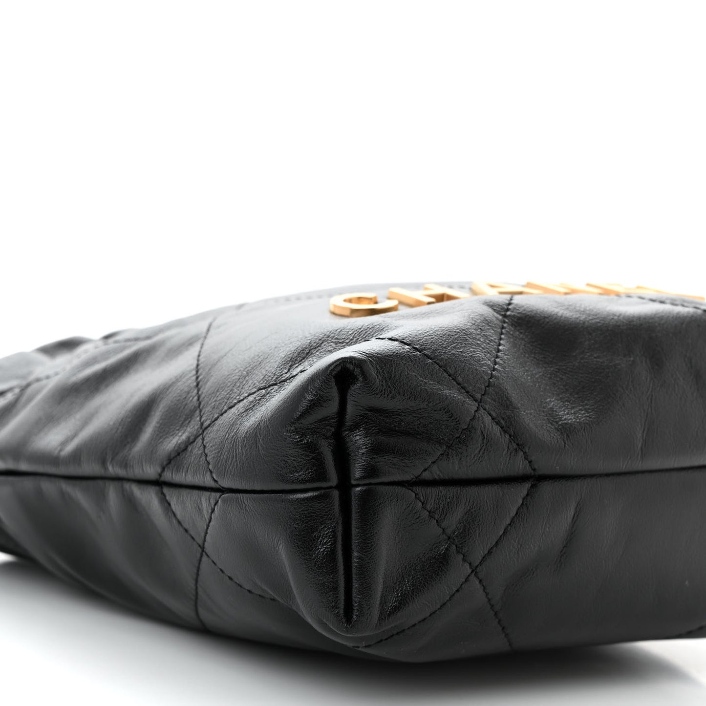 Shiny Calfskin Quilted Mini Chanel 22 Black