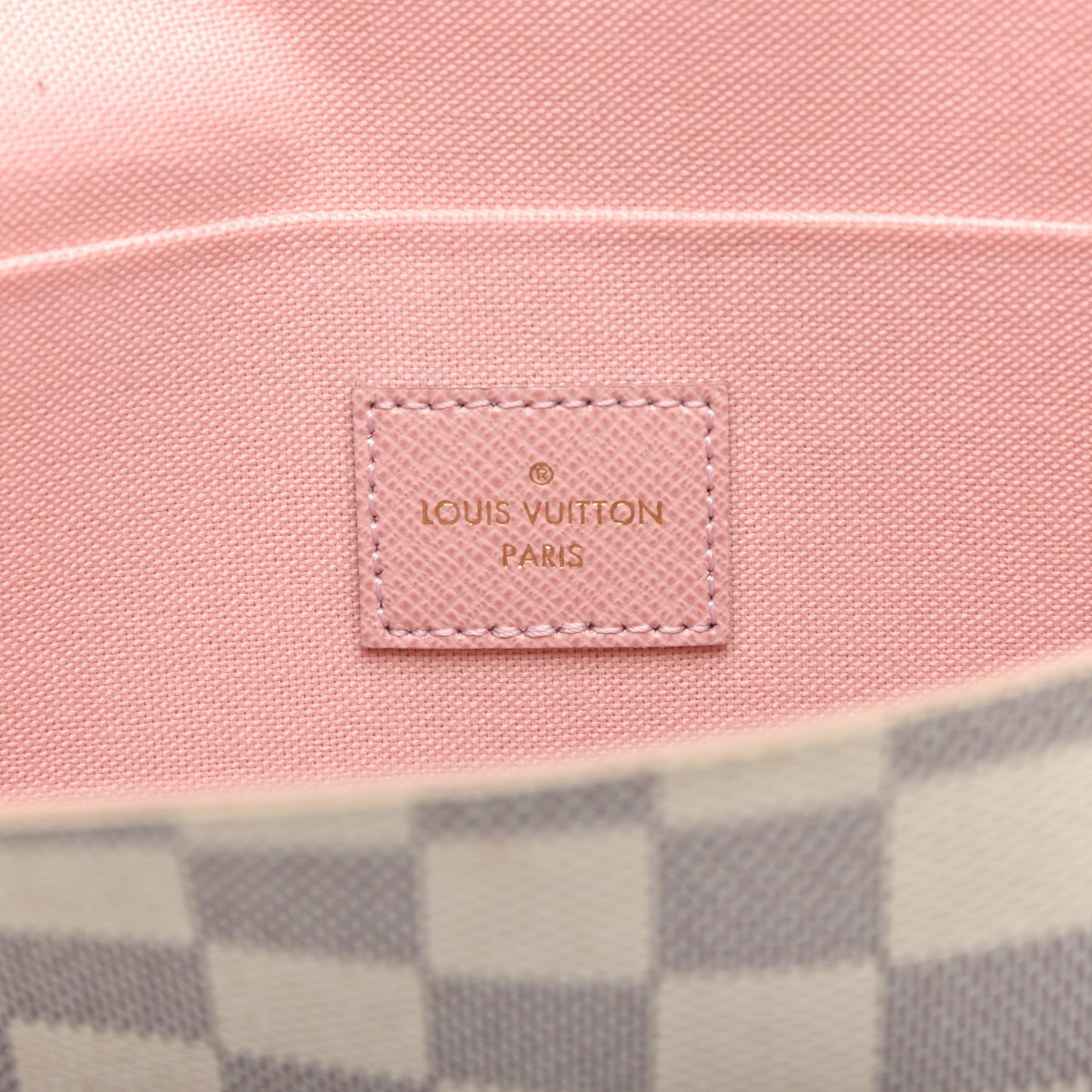 Damier Azur Pochette Felicie Chain Wallet Rose Ballerine
