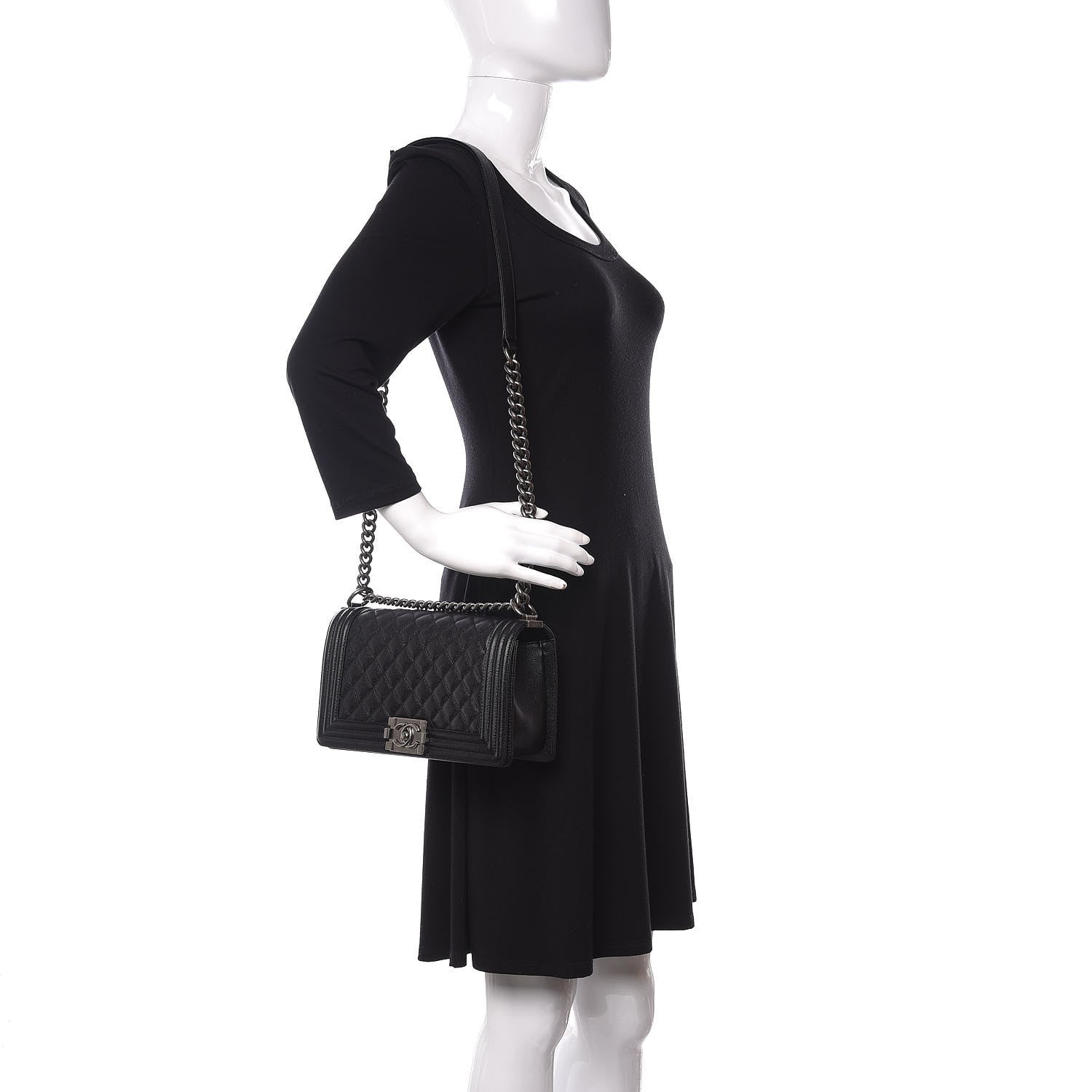 Chanel Caviar Quilted Medium Boy Flap Black 2 of 11