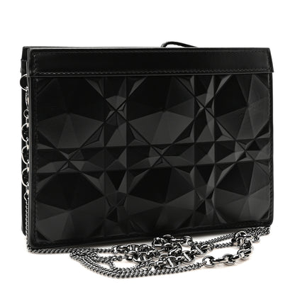 Christian Dior Calfskin Macrocannage Diamond Caro Zipped Pouch With Chain Black 3 of 10