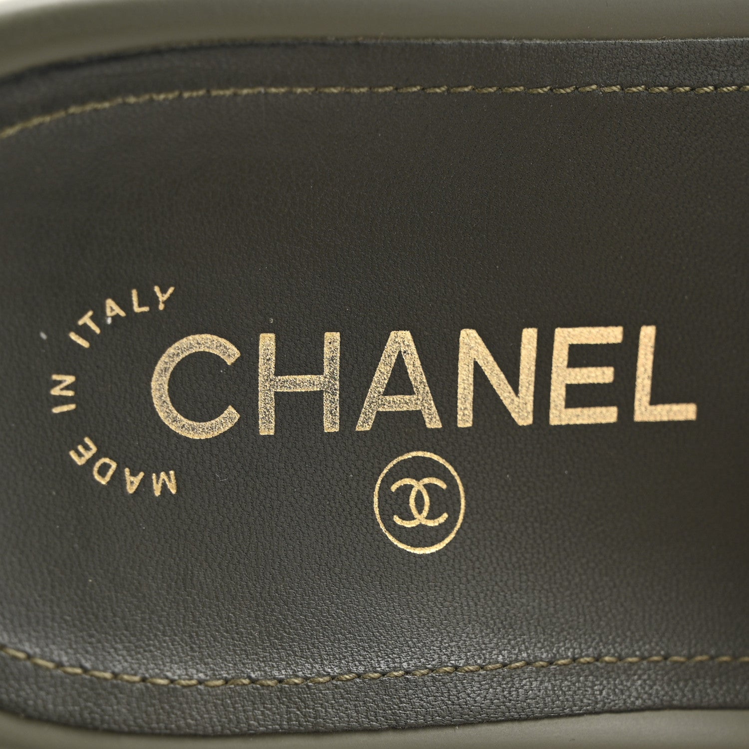 Chanel Canvas Chain Flat Sandals 37 Khaki 8 of 13