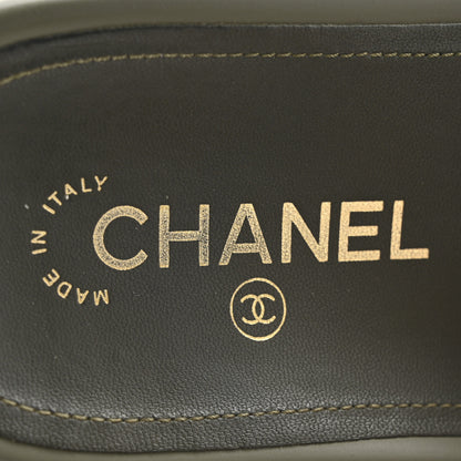 Chanel Canvas Chain Flat Sandals 37 Khaki 8 of 13