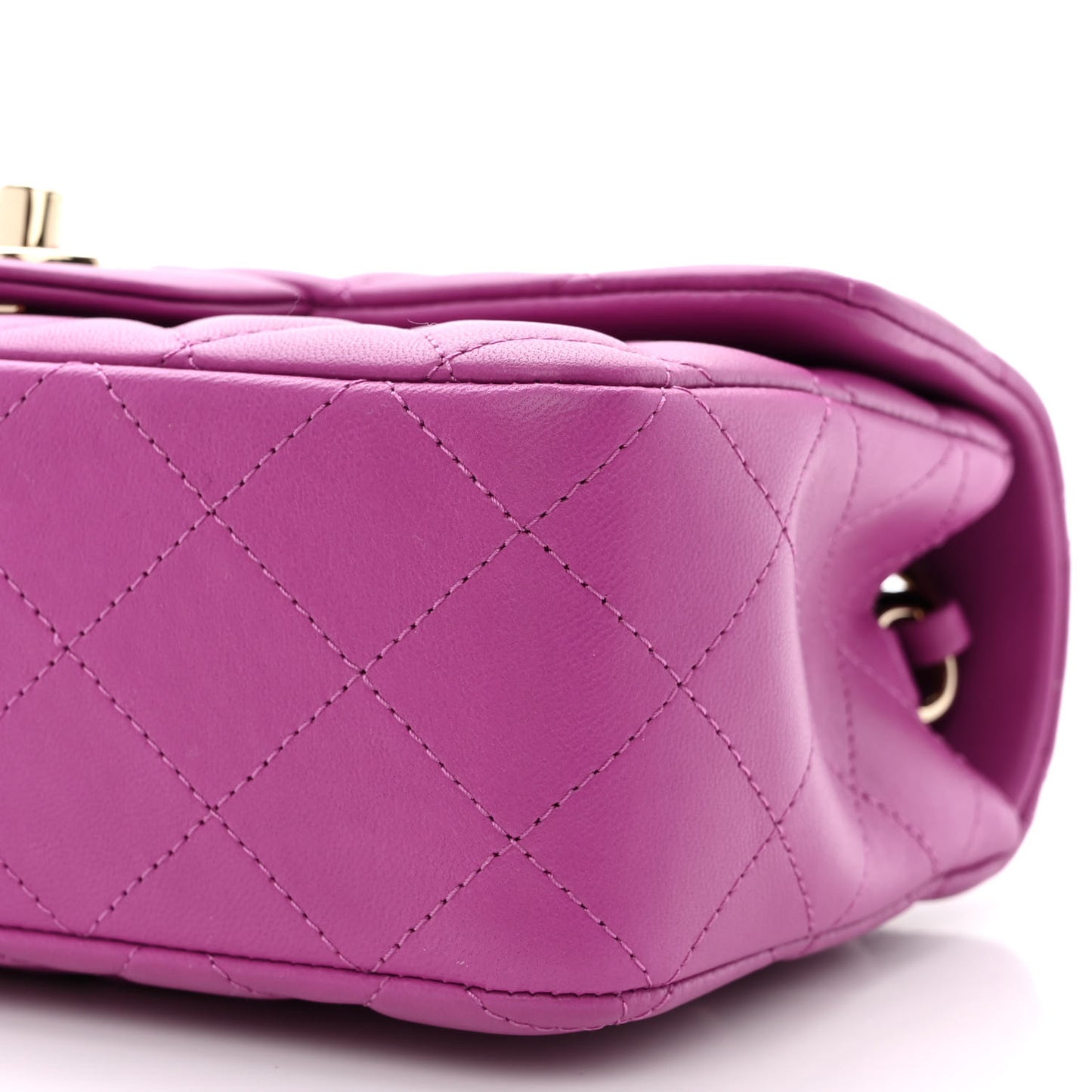 Lambskin Quilted Mini Rectangular Flap Purple