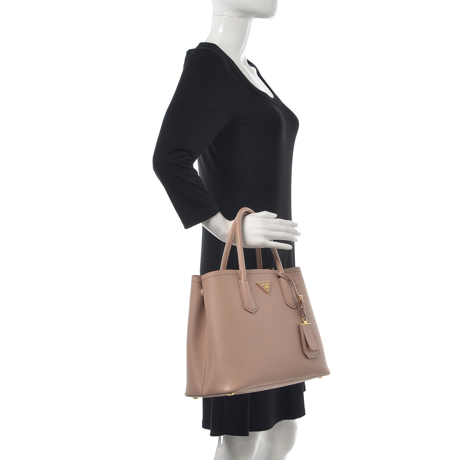 Prada Saffiano Cuir Medium Double Bag Cammeo Rosa 2 of 11