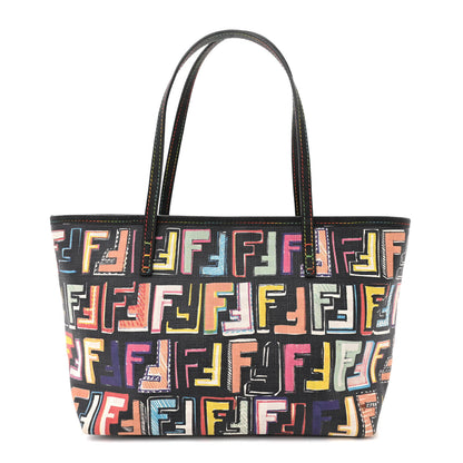 Fendi Zucca Spalmati Vitello FF Multicolor Mini Roll Tote Black Multicolor 1 of 12
