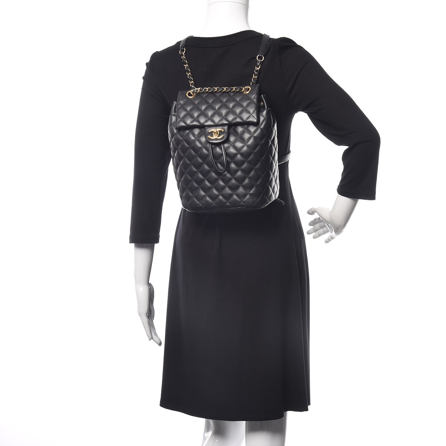 Calfskin Quilted Small Urban Spirit Backpack Black