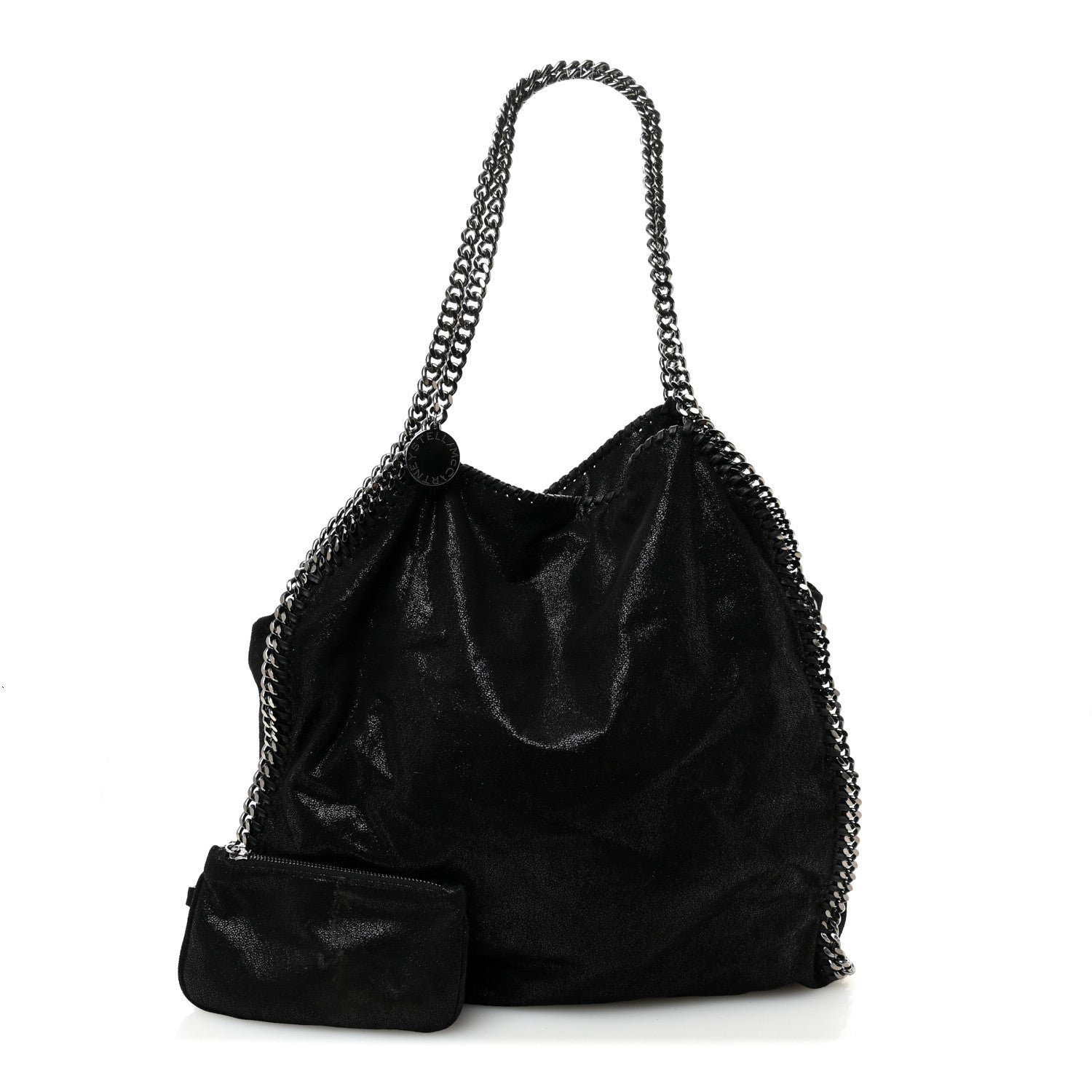 Stella McCartney Metallic Shaggy Deer Falabella Fold Over Tote  Black 3 of 11