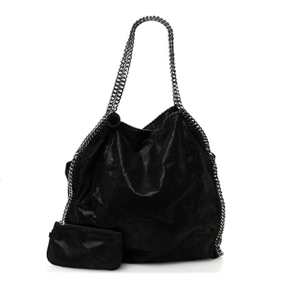 Stella McCartney Metallic Shaggy Deer Falabella Fold Over Tote  Black 3 of 11