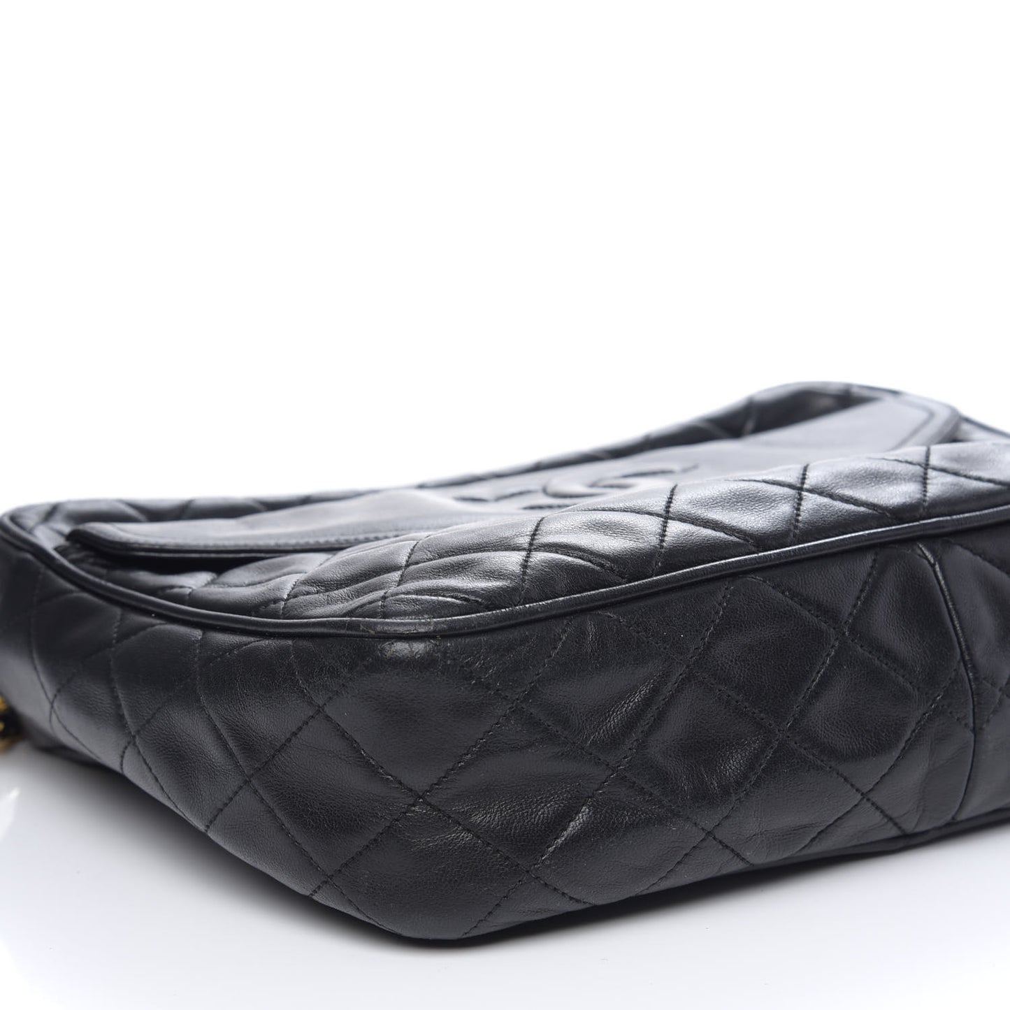 Lambskin Quilted CC Tassel Camera Case Black