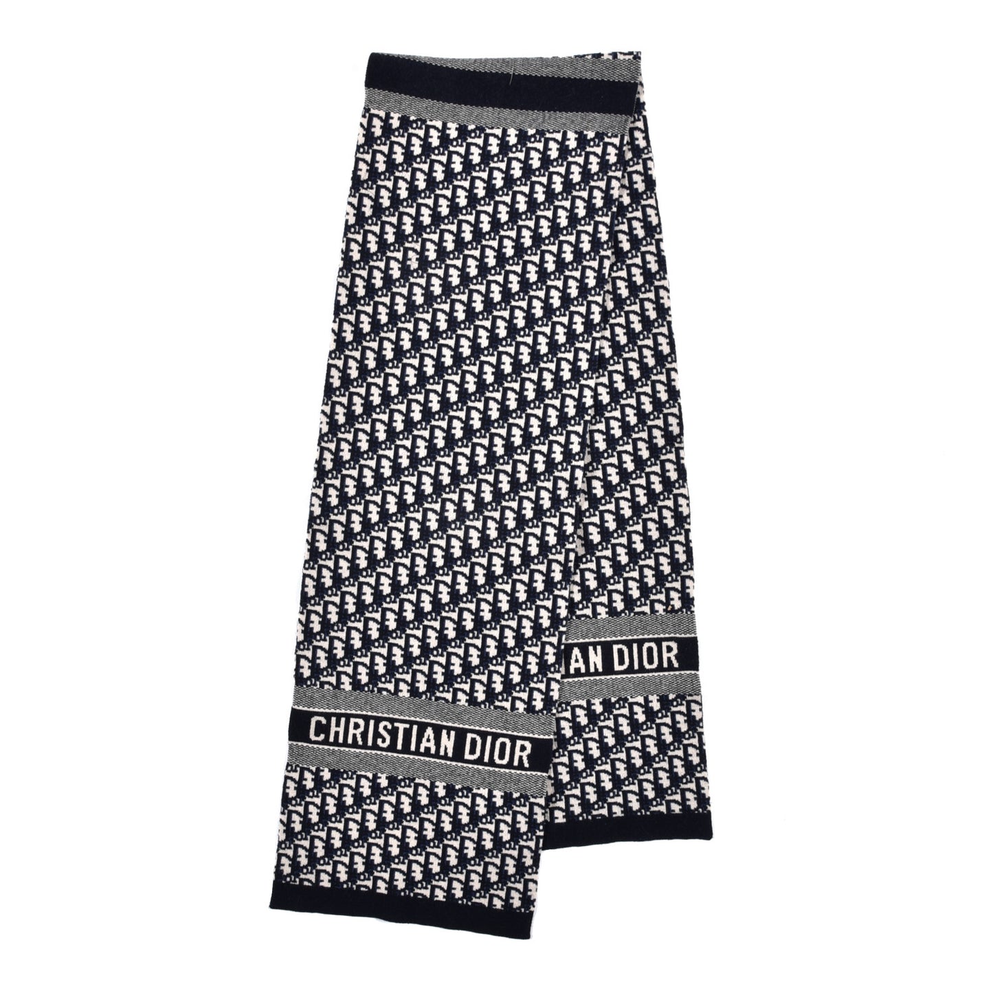 Wool Cashmere Oblique Scarf Beige Blue Black