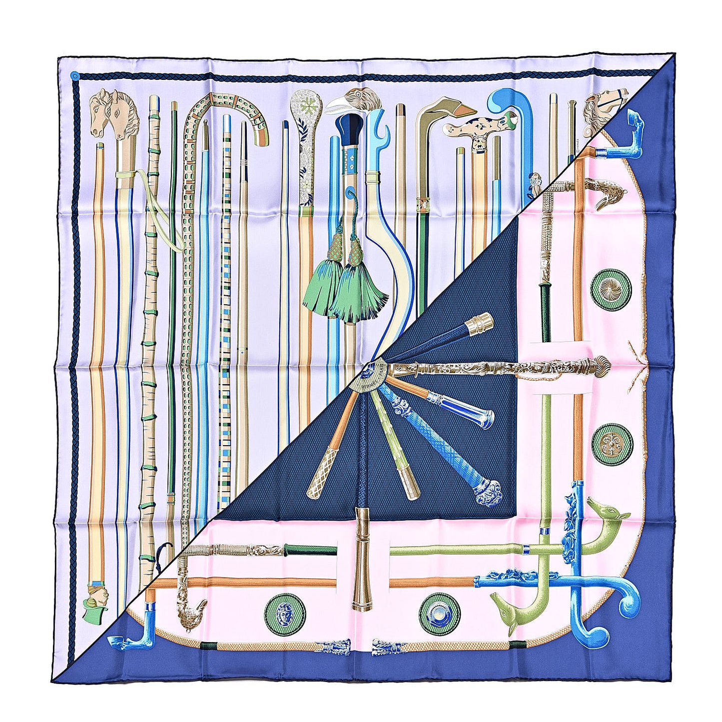 Silk Cannes Et Cannes Scarf 90 Parme Rose Pale Marine