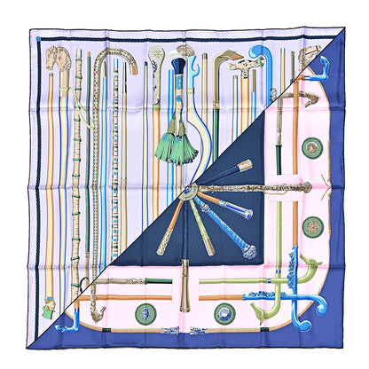 Hermes Silk Cannes Et Cannes Scarf 90 Parme Rose Pale Marine 1 of 4