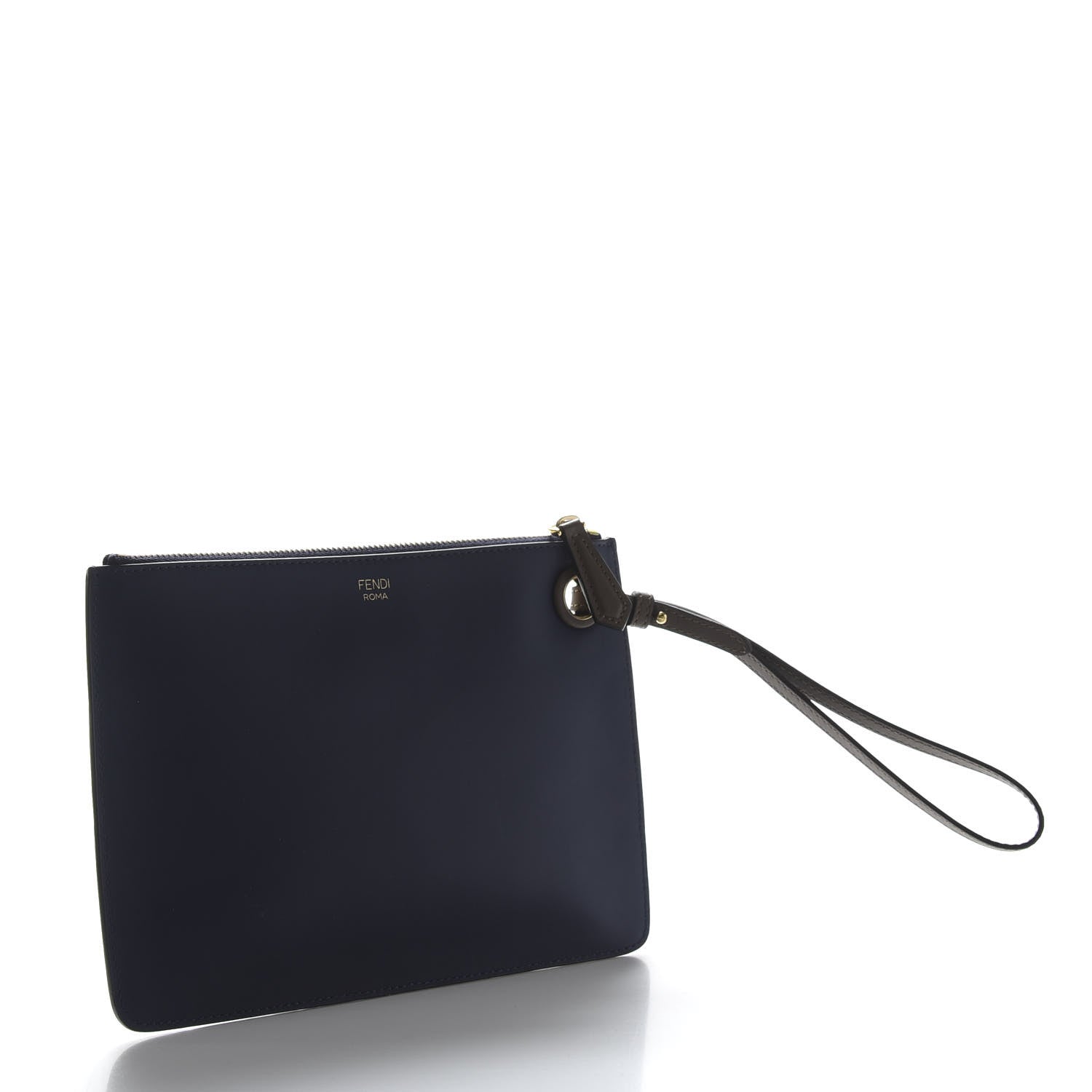 Fendi X FILA Vitello Century Mania Bi-Color FF 1974 Embossed Small Flat Clutch Nebula Blueberry Multicolor 3 of 11