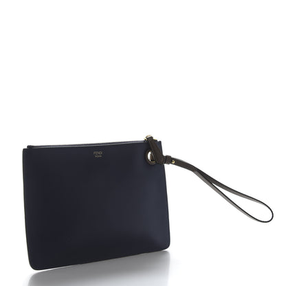 Fendi X FILA Vitello Century Mania Bi-Color FF 1974 Embossed Small Flat Clutch Nebula Blueberry Multicolor 3 of 11