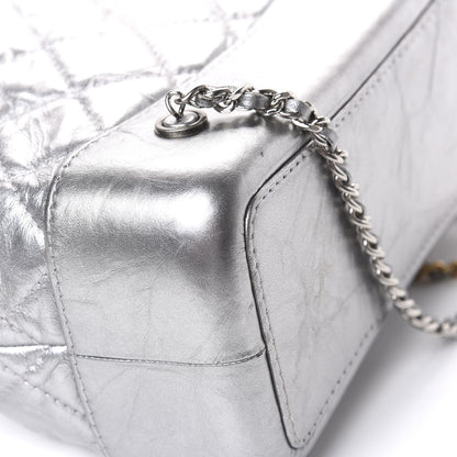 Chanel Metallic Crumpled Calfskin Quilted Gabrielle Backpack Silver 9 of 13