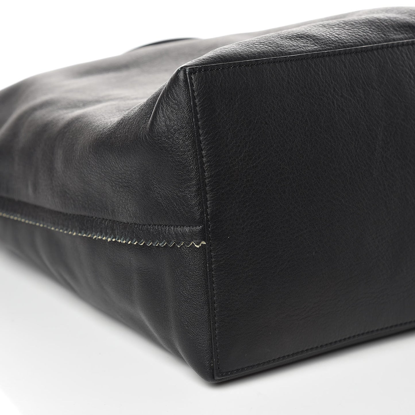 Smooth Calfskin Suede Paper Tote Black Beige