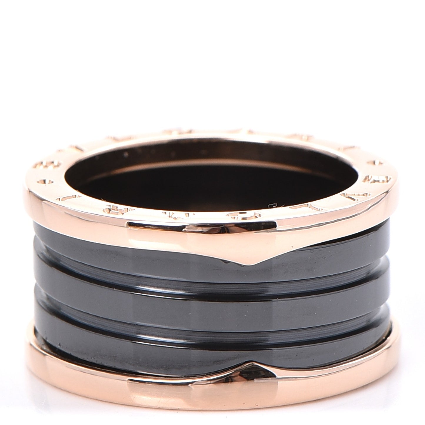 18K Rose Gold Black Ceramic B.Zero1 Four-Band Ring 57 8
