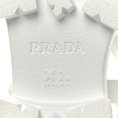 Prada Foam Rubber Metal Triangle Logo Monolith 55mm Cage Sandals 41 White 7 of 9