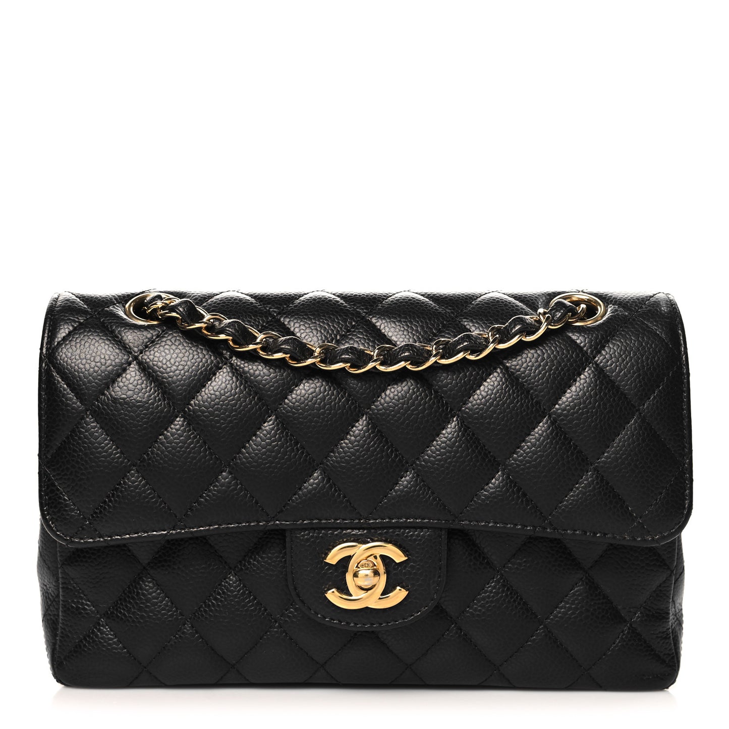 Caviar Quilted Small Double Flap Black