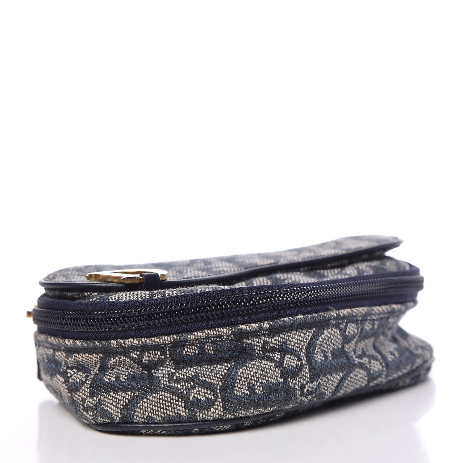 Christian Dior Monogram Mini Saddle Zip Pouch Navy Blue 4 of 12