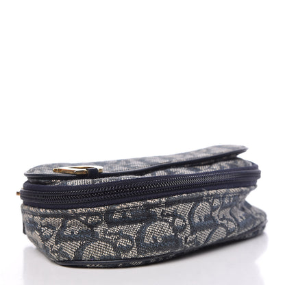 Christian Dior Monogram Mini Saddle Zip Pouch Navy Blue 4 of 12