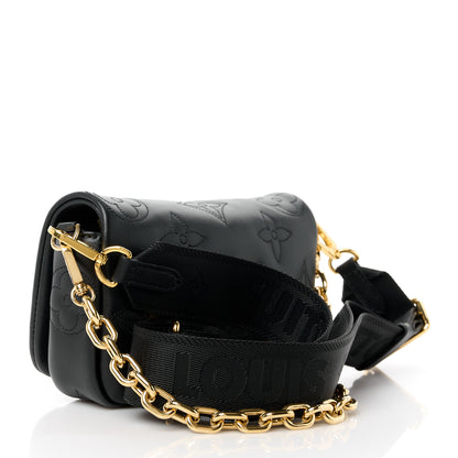 Louis Vuitton Calfskin Bubblegram Wallet On Strap Black 3 of 12