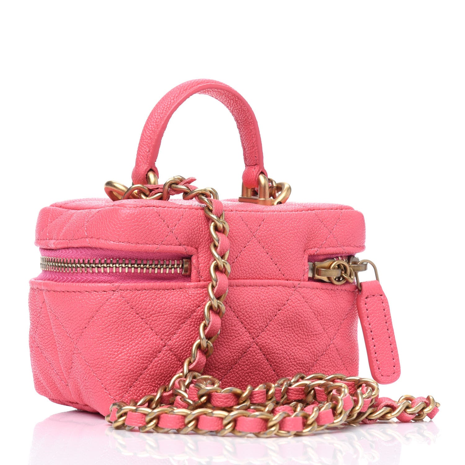 Chanel Caviar Quilted Mini Top Handle Vanity With Chain Pink 2 of 4