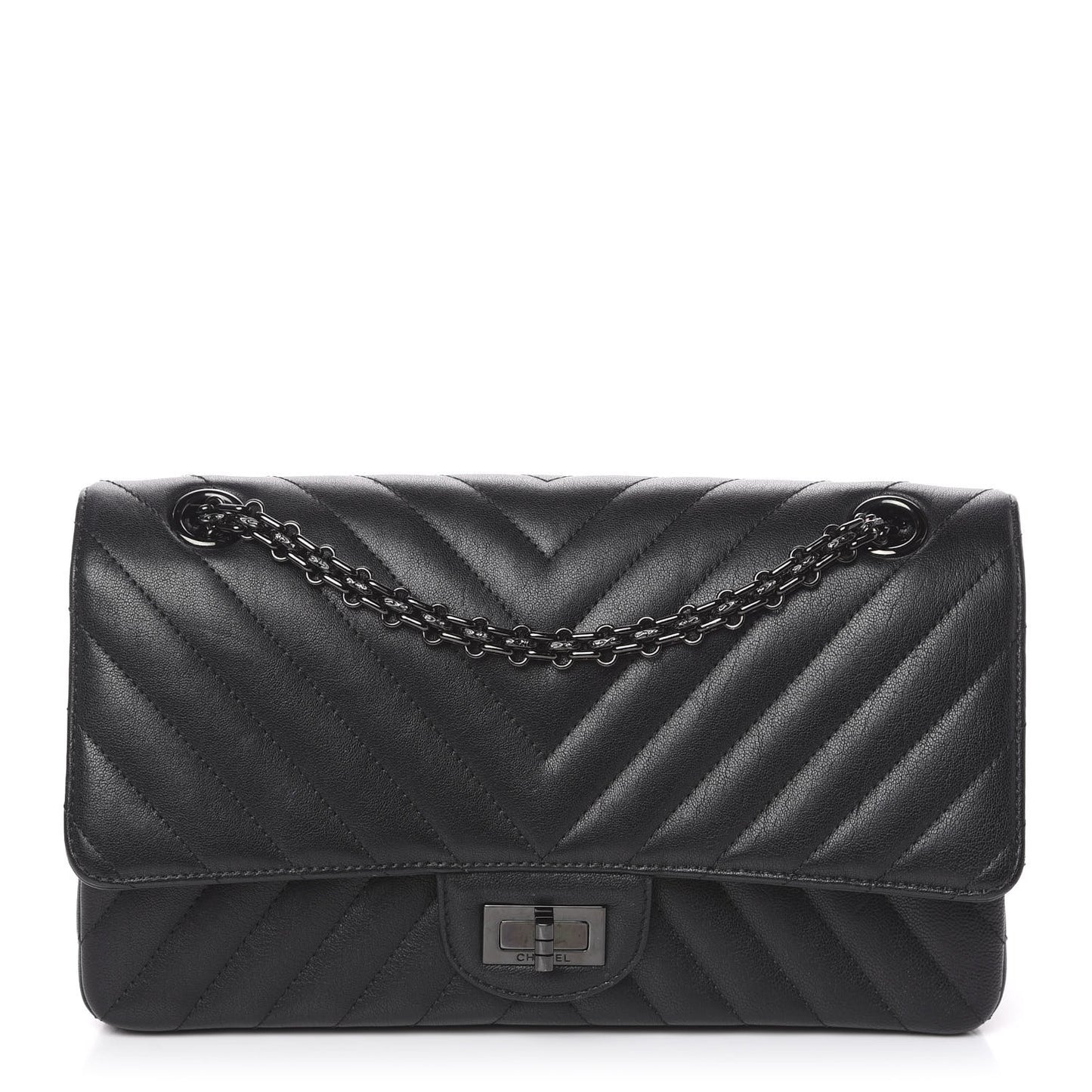 Sheepskin Chevron Quilted 2.55 Reissue 225 Double Flap So Black