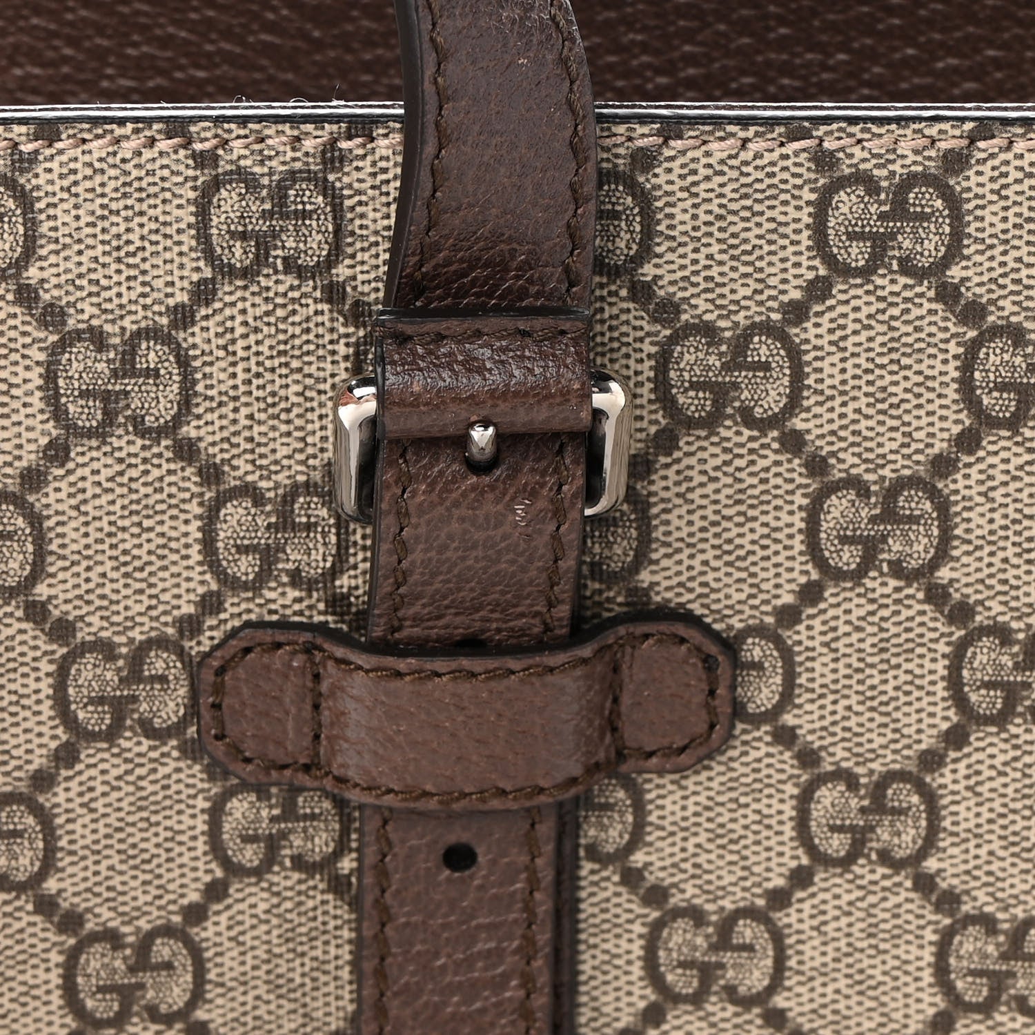 Gucci GG Supreme Monogram Textured Dollar Calfskin Small Detail Tote Beige Ebony New Acero 15 of 16