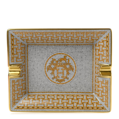 Hermes Porcelain Mosaique Au 24 Gold Ashtray 1 of 6