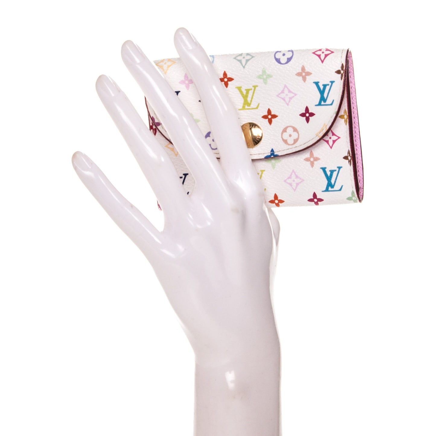 Monogram Multicolor Business Card Holder White Litchi