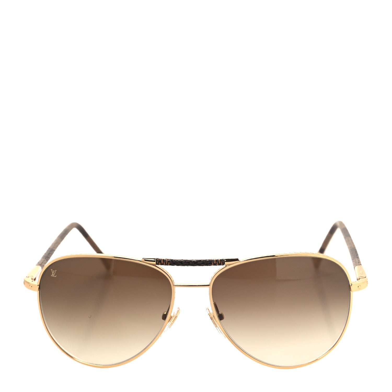 Louis Vuitton Damier Ebene Conspiration Pilote Aviator Sunglasses Z0202U Gold 2 of 7