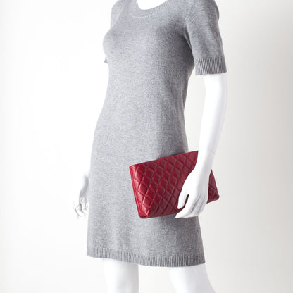 Chanel Lambskin Quilted Clutch Red 2 of 9