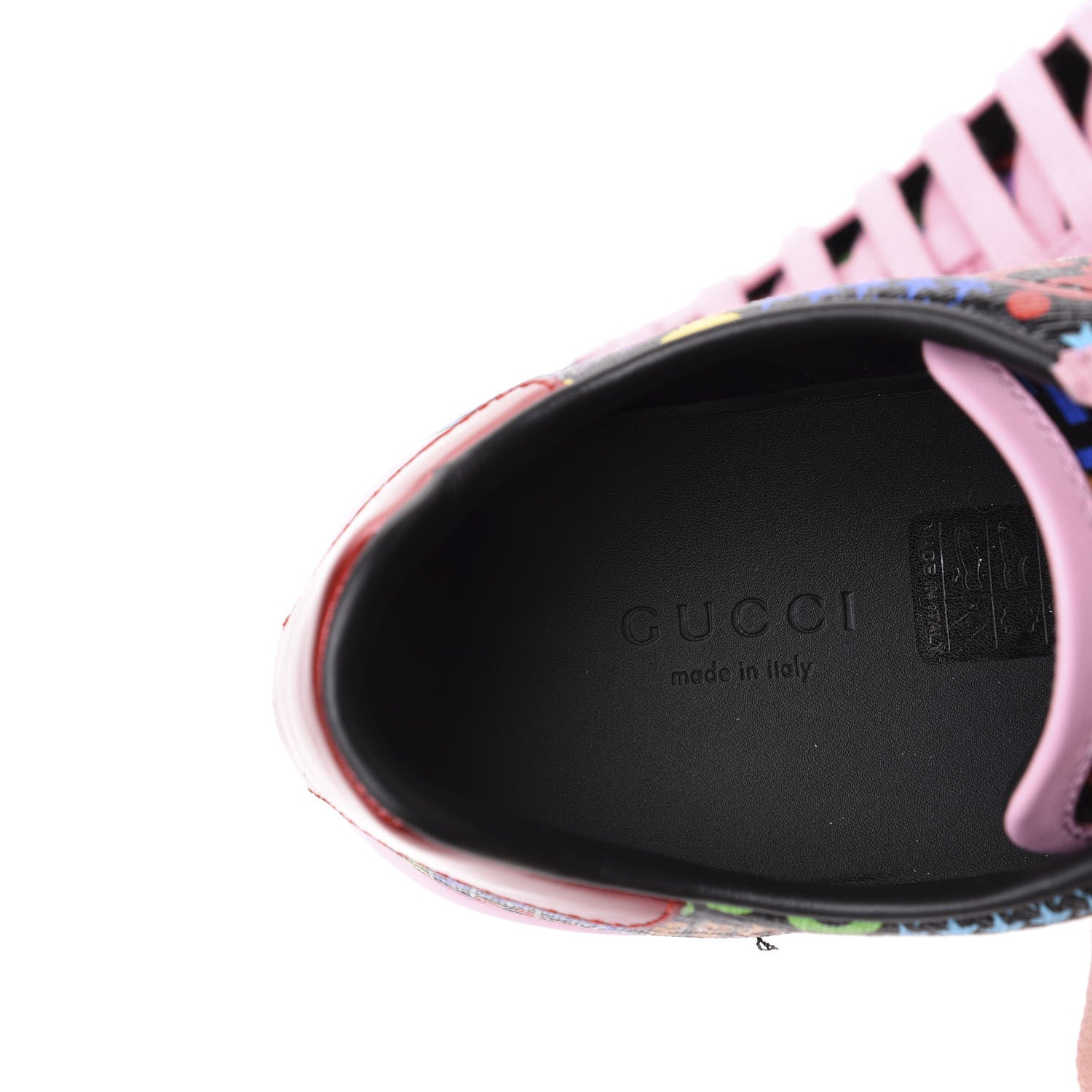 Gucci GG Supreme Monogram Psychedelic Womens Ace Sneakers 36 Black Multicolor Sugar Pink 8 of 11
