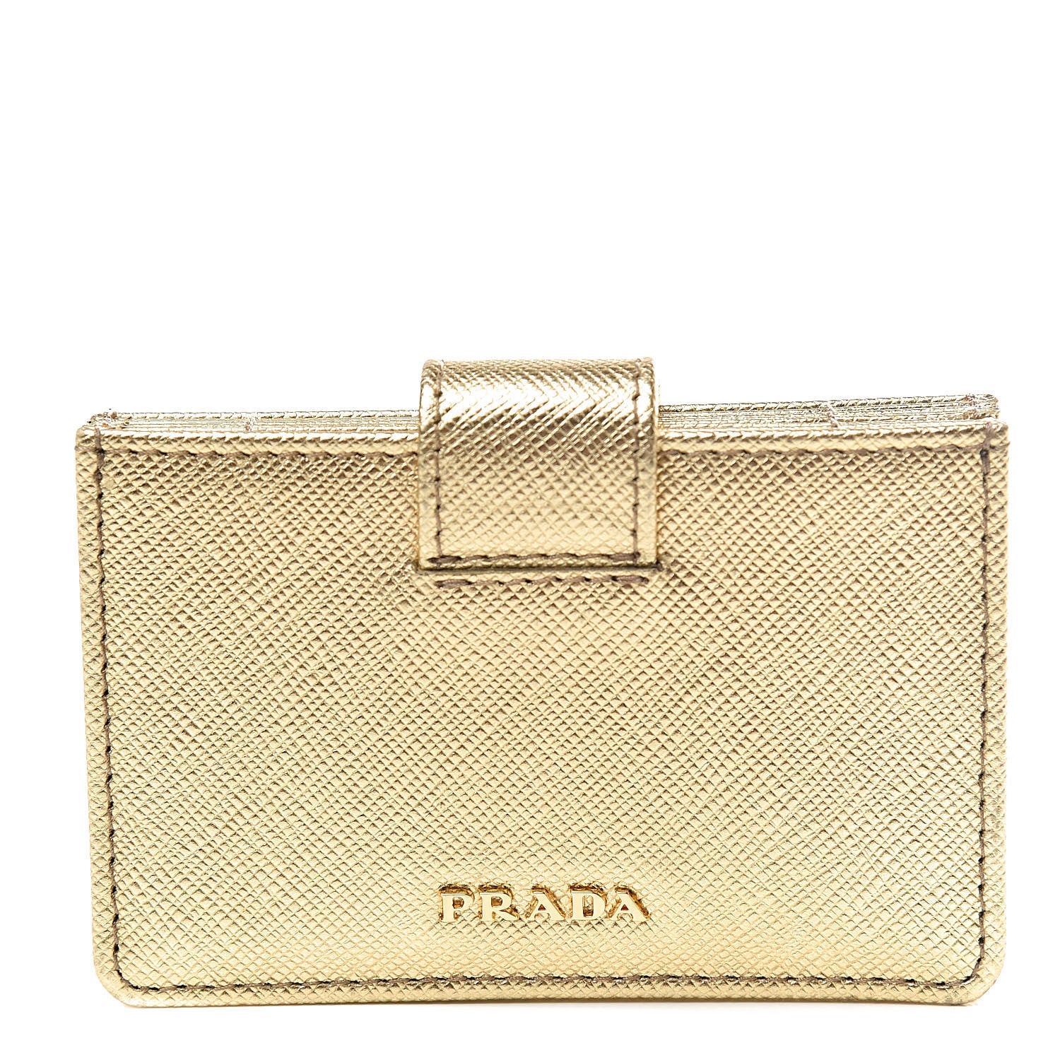 Prada Saffiano Metal Accordion Card Case Platino 1 of 8
