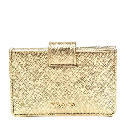 Prada Saffiano Metal Accordion Card Case Platino 1 of 8