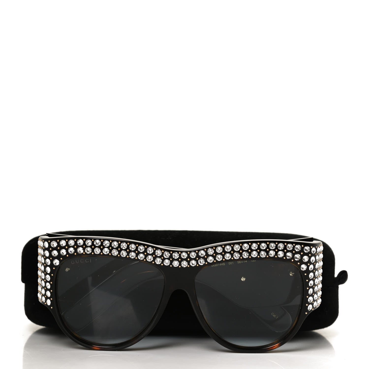 Gucci Acetate Crystal Oversize Hollywood Forever Sunglasses GG0144S Tortoiseshell 9 of 9