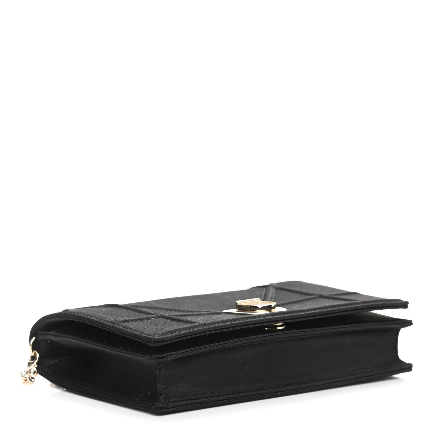 Satin Diorama Wallet on Chain Pouch Black