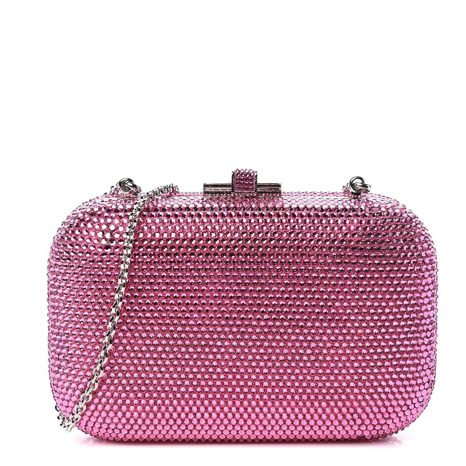 Judith Leiber Swarovski Crystal Minaudiere Clutch Pink 1 of 9