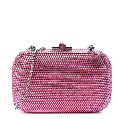 Judith Leiber Swarovski Crystal Minaudiere Clutch Pink 1 of 9