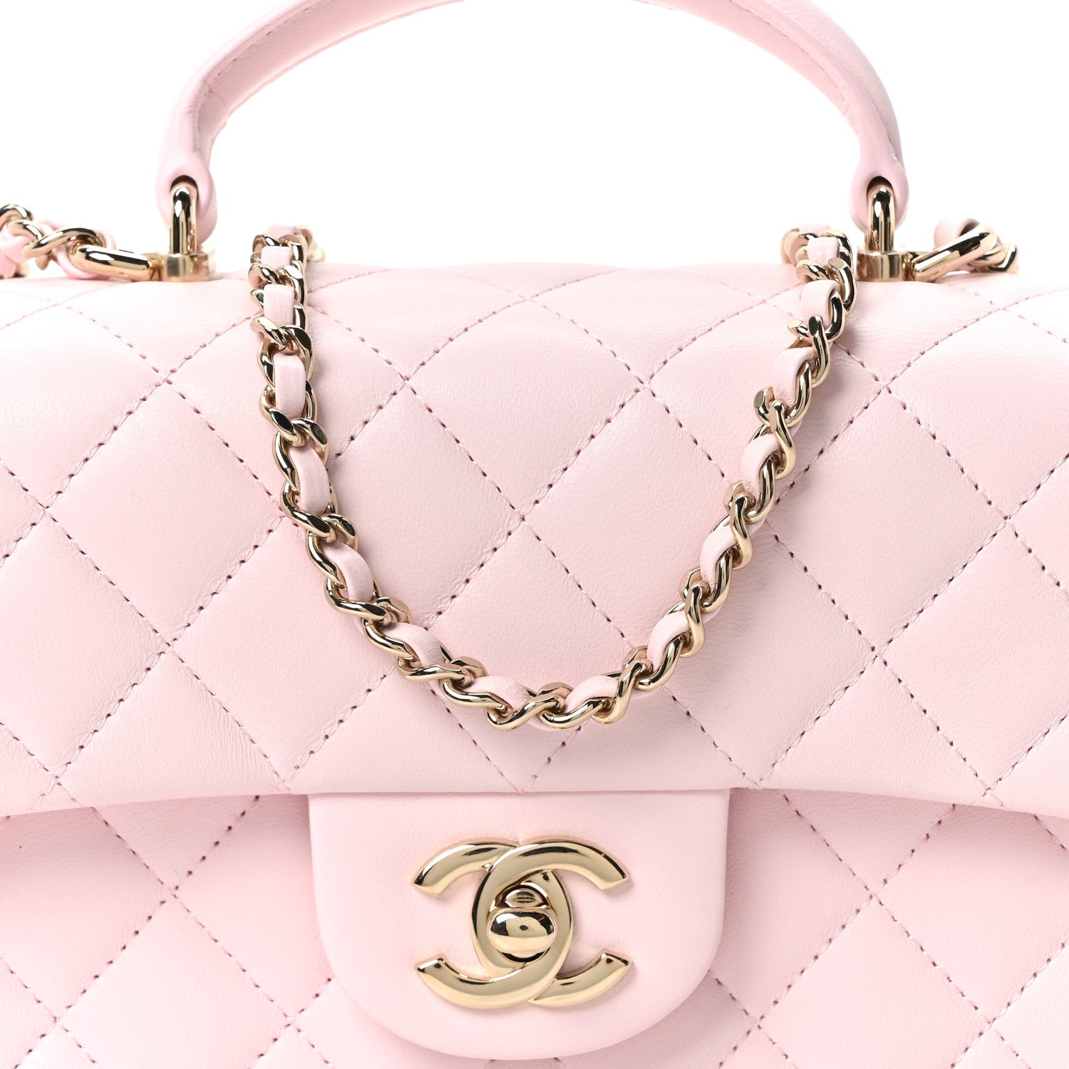 Chanel Lambskin Quilted Mini Top Handle Rectangular Flap Light Pink 7 of 10
