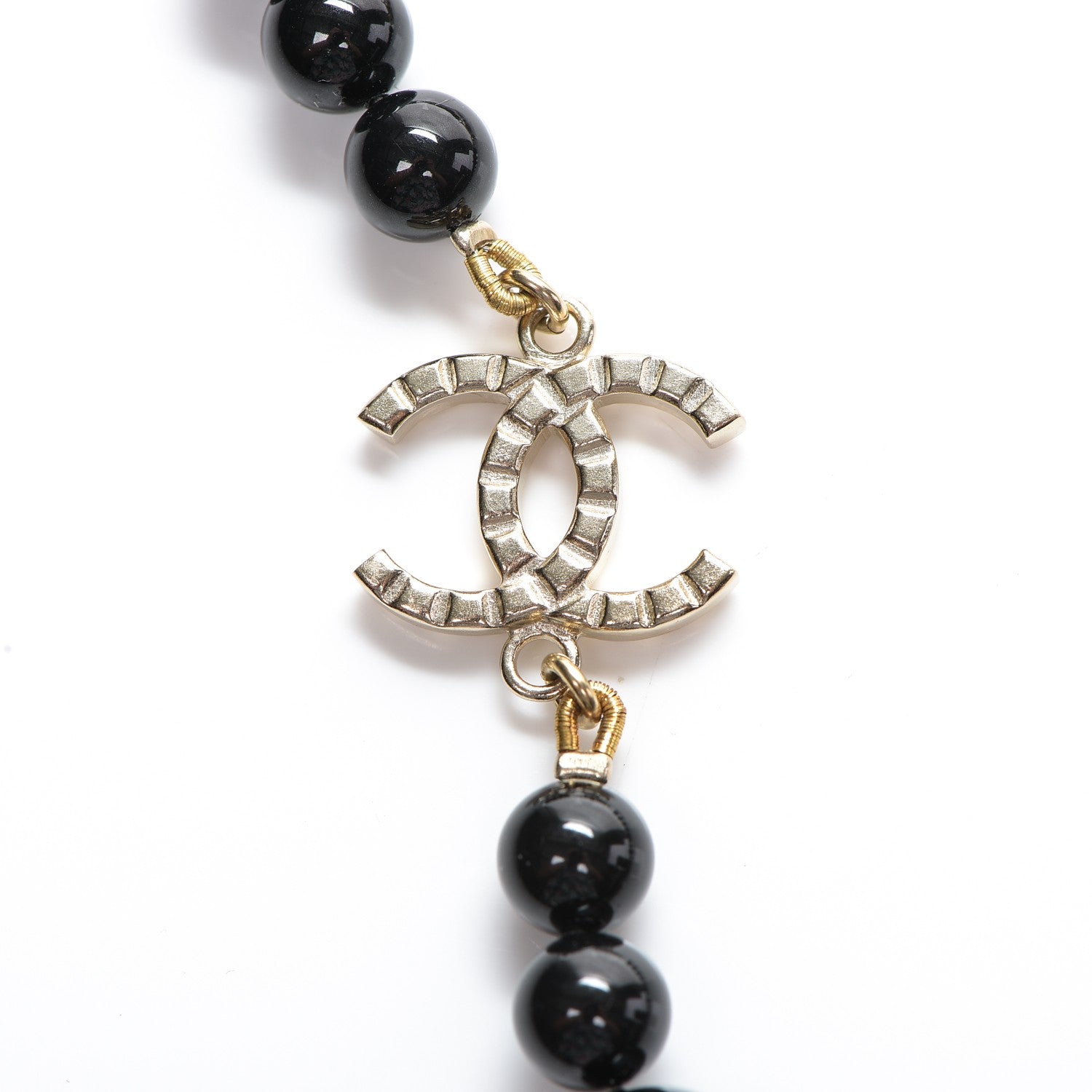 Chanel Beaded Star CC Long Necklace Black Gold 6 of 6