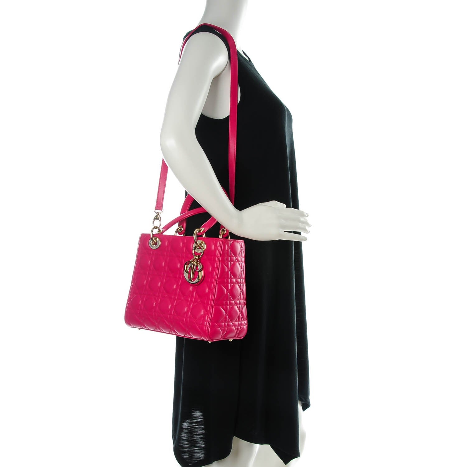 Christian Dior Lambskin Cannage Medium Lady Dior Pink 2 of 7