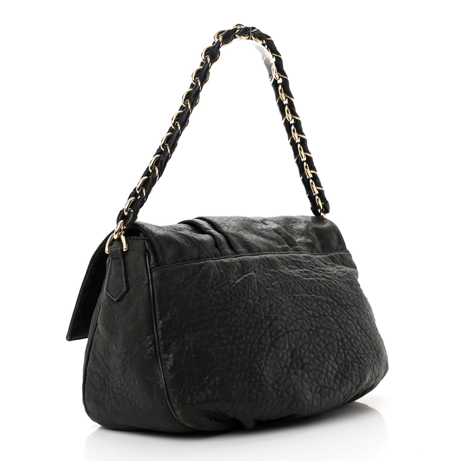 Fendi Crinkled Lambskin Mia Shoulder Flap Black 3 of 17