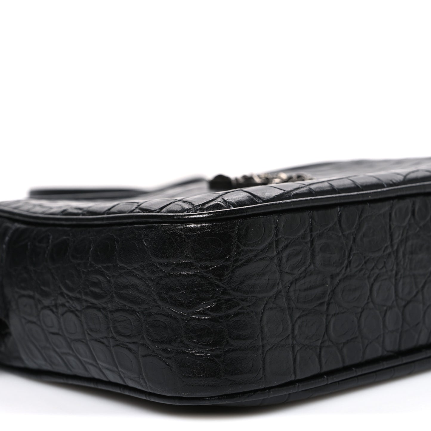 Calfskin Crocodile Embossed Monogram Lou Camera Bag Black