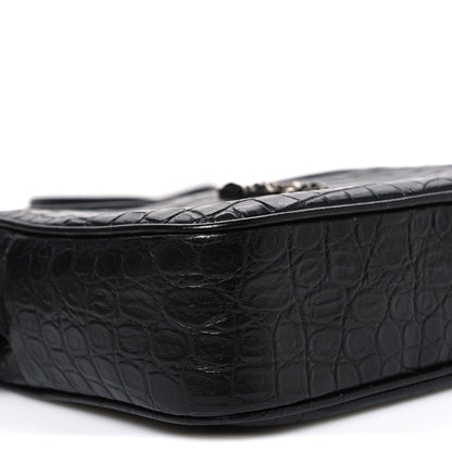 Saint Laurent Calfskin Crocodile Embossed Monogram Lou Camera Bag Black 9 of 10