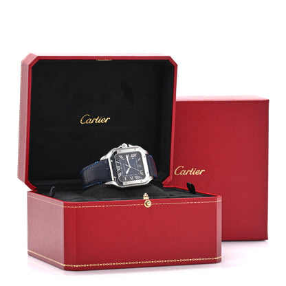 Cartier Stainless Steel Alligator 39.8mm Santos De Cartier Automatic Watch Blue 5 of 5