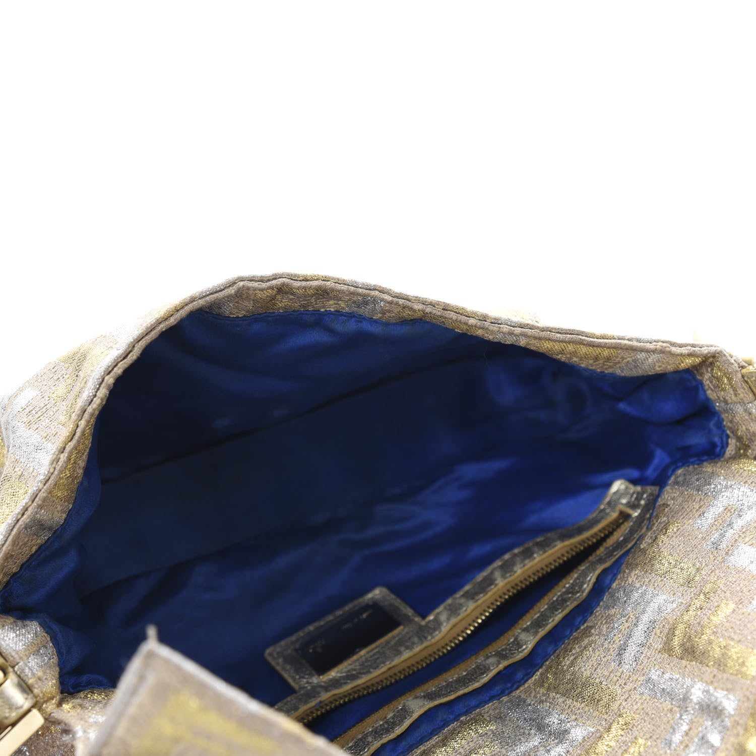 Fendi Metallic Lurex Zucca Baguette Gold Silver 5 of 11