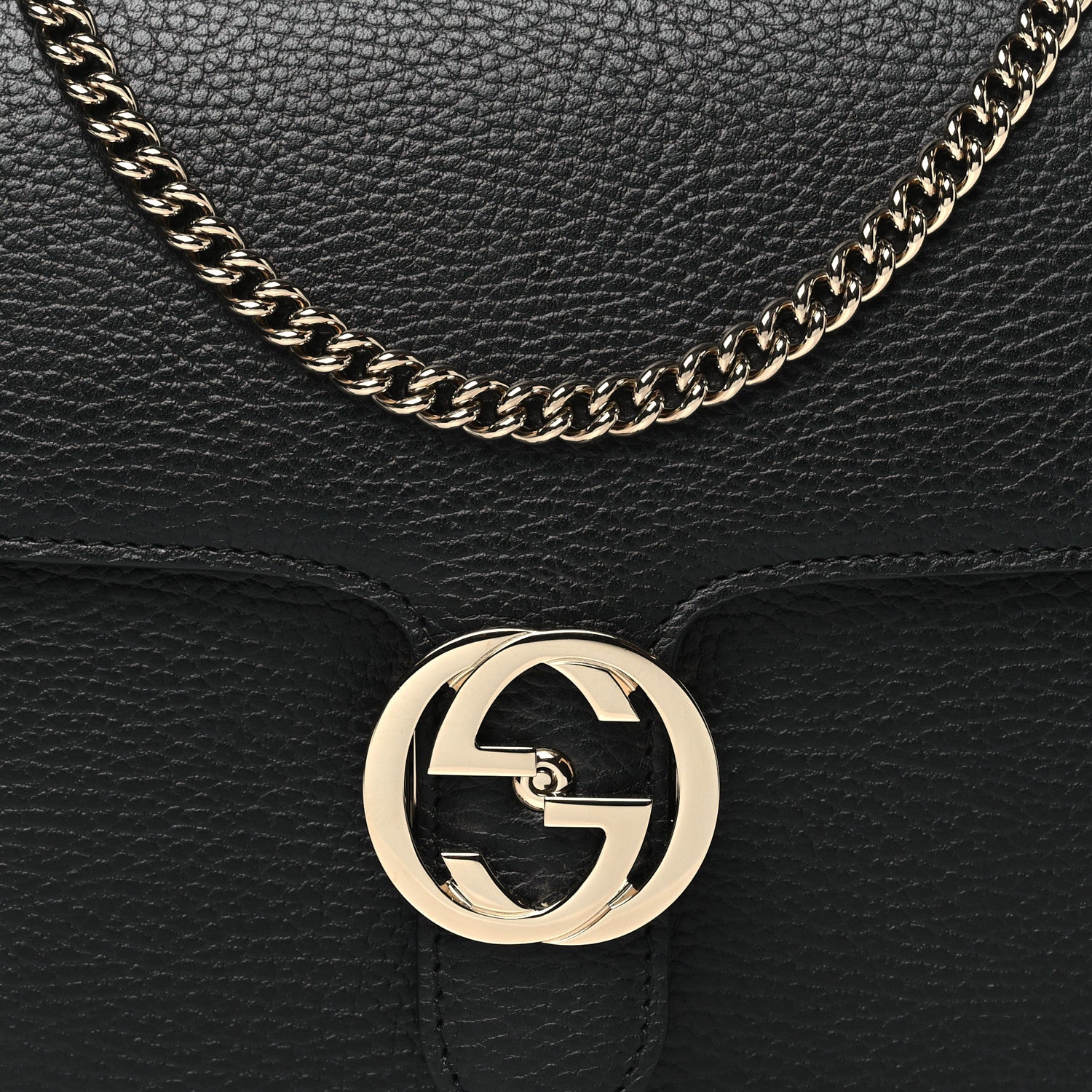 Gucci Dollar Calfskin Interlocking G Shoulder Bag Black 8 of 10